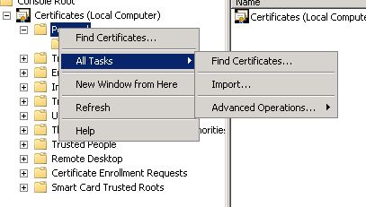 Certificate Manager Personal Import